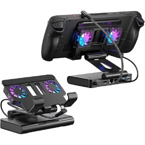 Docking Station for ROG Ally X for Steam Deck, for MSI Claw, for Legion Go with Dual Fans 4K 144Hz HDMI 2.1 100W PD USB 3.2 Gigabit Ethernet Adjustable Stand (with Lights) in Kuwait