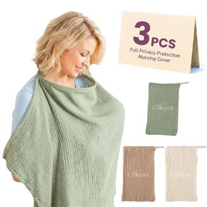 3 Pack Breathable Nursing Cover Up, Breastfeeding Essentials Chest Privacy Cloth Soft Cotton Lightweight Professional Apron Women New Mom Baby Shower Gift in Saudi Arabia