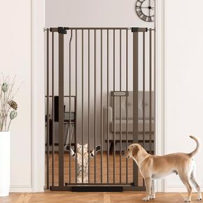 Extra Tall Cat Gate 55.1" for Doorways, 30.1-33.8" Wide High Pressure Mounted Dog Pet Gate for Stairs, 1.37" Gap No Drilling Auto Close for Hallways/Kitchen, Black in Kuwait