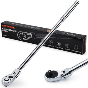 Matework 3/8" Drive Flex Head Ratchet Wrench, 17-Inch 90-Tooth Long Handle Ratchet with Quick Release and Reversible Switch, CR-V Steel, 180° Swivel Head Ratchet for Automotive, Home and DIY Repair in Kuwait