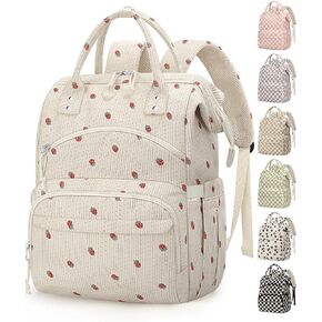 Pritent Large Capacity Diaper Bag Backpack for Mom – Lightweight Maternity Nappy Bag with Insulated Pockets, Stroller Straps & Travel Essentials for Baby Girl Boy, Strawberry in Saudi Arabia
