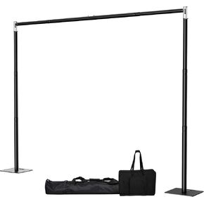 Pipe and Drape Backdrop Stand, 10x10ft Heavy Duty Backdrop Stand with Metal Base, Adjustable Height & Width, Black Background Holder for Wedding Photography Birthday Party Baby Shower Decor（Capacity of up to 25 lbs） in Kuwait