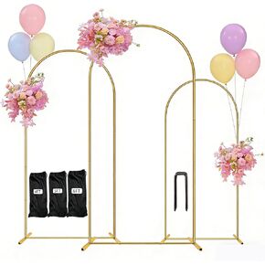 Balloon Arch Stand,Arch Backdrop Stand,Golden,Metal | 4FT+5FT+6FT,Three Storage Bags,Birthday Decorations,Party Decorations， in Kuwait