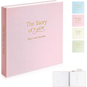 1DOT2 Timeless First 5 Years Keepsake Baby Memory Book for Boy or Girl | Luxury Linen Cover, Acid Free Pages, Neutral Baby Journal, Birth to Age 5 in Saudi Arabia