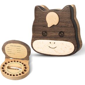 Wooden Tooth Fairy Box for Kids – Baby Keepsake Box for Teeth & Hair – Cute Tiger Zodiac Animal Memory Box – Gift for Boys & Girls in Saudi Arabia