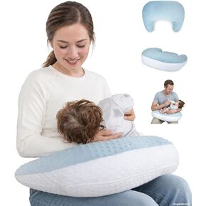Nursing Breastfeeding Pillow, Breathable Mesh, Adjustable Height | C-Shaped Feeding Support, Removable Washable Cover, Anti-Slip Base, Wide Opening for Most Body Types, Soft Minky Dot Fabric in Kuwait