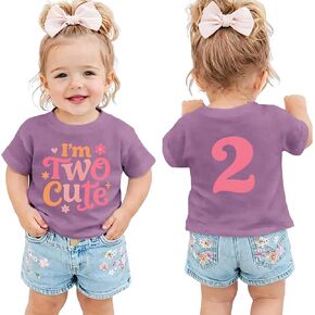 Girls 2nd Birthday Shirts I'm Two Cute T-Shirt Toddler 2T Birthday Outfits B-Day Party Tees 2 Years Old Gift Tops in Saudi Arabia