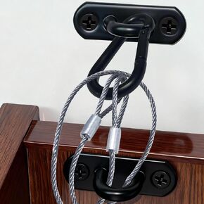 DAMILA 304 Stainless Steel Furniture Anchors – Heavy Duty Anti Tip Wall Anchor Kit with Quick Release, 400 lbs Support for Dresser, TV Stand, Bookcase & Cabinet (Black, 2 Pack) in Kuwait