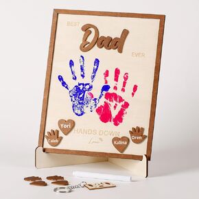 10" Best Dad Ever Hands Down DIY Frame Hand Print Kits, Personalized Father Day Craft for Dad from Kids, Family Handprint Keepsake for Daddy, Papa from Son Daughter in Saudi Arabia