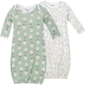 Baby Sleep Gowns 0-6M, 2 Pack Cotton Newborn Gowns, Penguin Green in Saudi Arabia