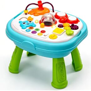 2-in-1 Toddler Activity Table with Building Blocks, Musical Learning Toy | Double-sided Baby Sensory Activity Table with Lights & Sounds, Interactive Educational Toy Gift for Boys & Girls Ages 1-3 in Saudi Arabia