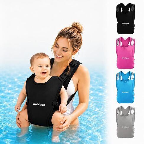 Water Baby Carrier, Quick-Dry Neoprene Infant Sling, Adjustable Water-Ready Baby Carrier with Storage Bag for Pool, Beach and Travel, 13-33 lbs (Black) in Kuwait