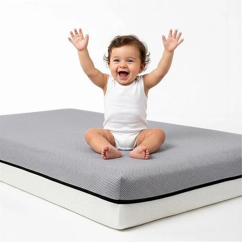 Crib Mattress 6", 2-Stage Certified Safe for Infant & Toddler 100-Day Trial | Firm Side for 0-12 Months, Soft Gel Memory Foam Side for 1-6 Years, Machine Washable Cover, Fits Standard Crib & Toddler Bed in Kuwait