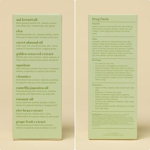 Repairing Oat Blend | Non-Toxic Baby Body Oil For Dry & Eczema-Prone Skin - Post-Bath 48 Hour Moisture Lock - Oat, Squalane, Cica - Pediatrician Approve - Fragrance-Free - Sensitivity in Kuwait