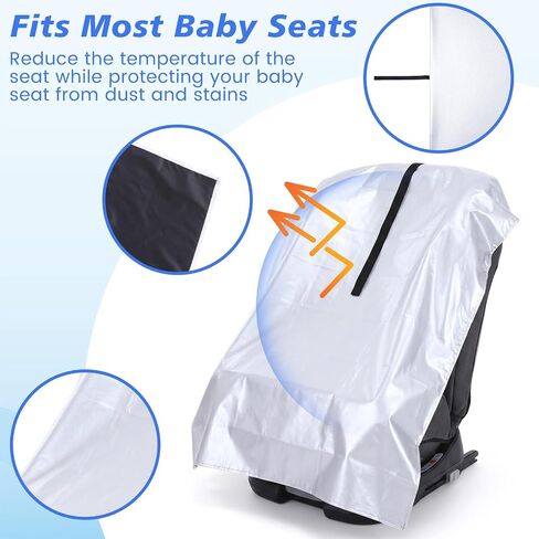 3 Pcs Car Seat Sun Shade Cover Car Seat Shade Shields Cooling Universal Reflective Heat Protector Cover for Heat Temperature, UV Sunlight, Summer Protection, Travel Accessories in Kuwait