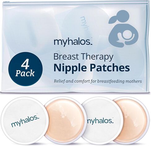 MyHalos® Nipple Pads for Breastfeeding - 4 Reusable Hydrogel Cooling Shields - Breastfeeding Essentials for Engorgement, Nipple Pain Relief - Nursing Pads for Post Partum Breast Care (4 Pack) in Kuwait