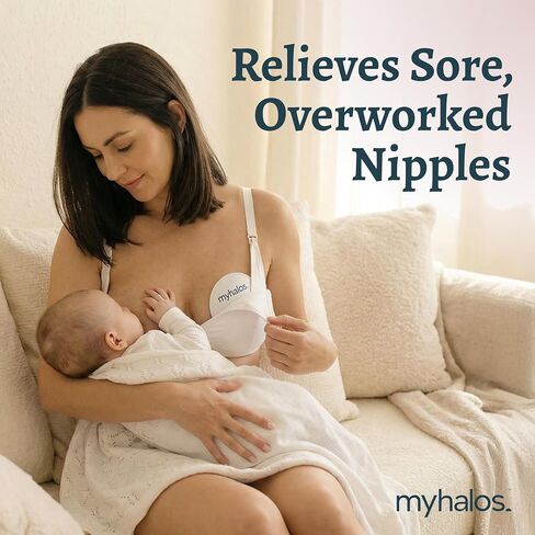 MyHalos® Nipple Pads for Breastfeeding - 4 Reusable Hydrogel Cooling Shields - Breastfeeding Essentials for Engorgement, Nipple Pain Relief - Nursing Pads for Post Partum Breast Care (4 Pack) in Kuwait
