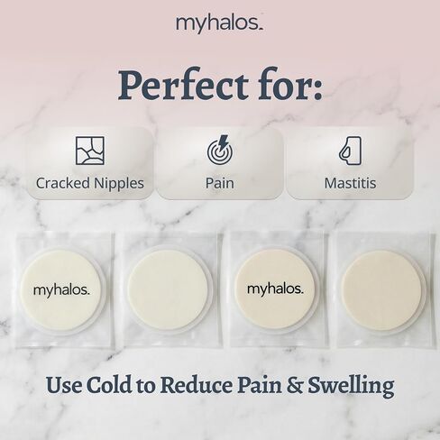 MyHalos® Nipple Pads for Breastfeeding - 4 Reusable Hydrogel Cooling Shields - Breastfeeding Essentials for Engorgement, Nipple Pain Relief - Nursing Pads for Post Partum Breast Care (4 Pack) in Kuwait