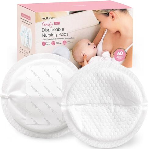 KeaBabies Nursing Pads Disposable, Breast Pads for Leaking Milk (120 Count) | Stay Dry, Soft, Absorbent Breast Milk Bra Pads, Leakproof Breastfeeding Nipple Covers, Safe to Latch, Mom Nursing, BPA-free in Kuwait