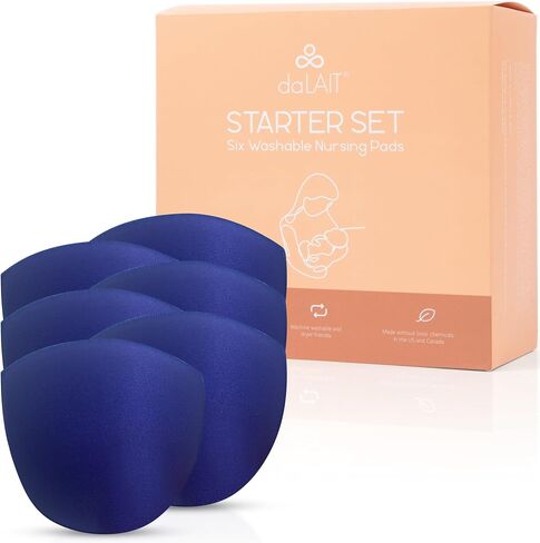 daLAIT Washable Reusable Demi Nursing Pads - Purple (1 Pair/2 Pads) - Ultra-Discreet, Leak-Proof Breastfeeding Pads - Contoured Fit, Made in USA Materials in Kuwait