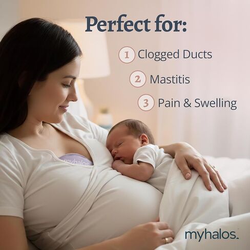 MyHalos® Breast Therapy Pads for Breastfeeding - 2 Reusable Hot & Cold Compress Pads, Breastfeeding Essentials for Engorgement, Nipple Pain Relief, Mastitis - Nursing Supplies for Postpartum (2 Pack) in Kuwait