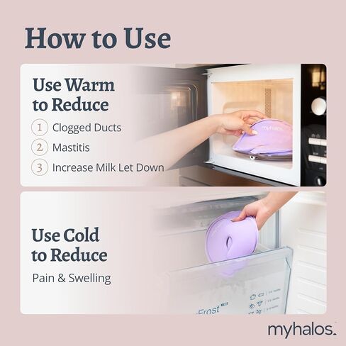 MyHalos® Breast Therapy Pads for Breastfeeding - 2 Reusable Hot & Cold Compress Pads, Breastfeeding Essentials for Engorgement, Nipple Pain Relief, Mastitis - Nursing Supplies for Postpartum (2 Pack) in Kuwait