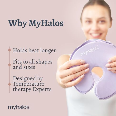 MyHalos® Breast Therapy Pads for Breastfeeding - 2 Reusable Hot & Cold Compress Pads, Breastfeeding Essentials for Engorgement, Nipple Pain Relief, Mastitis - Nursing Supplies for Postpartum (2 Pack) in Kuwait