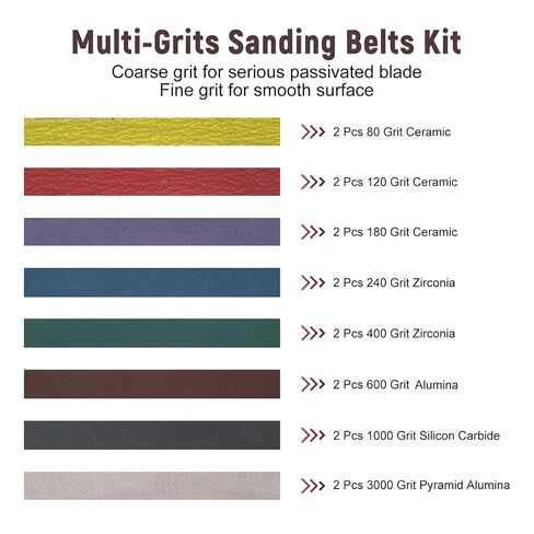 1 x 30 Inch Sanding Belts for Knife Sharpening, 80/120/180/240/400/600/1000/3000 Grits, for 1x30" Belt Sander, Metal Polishing, Woodworking, 16 Pack in Kuwait