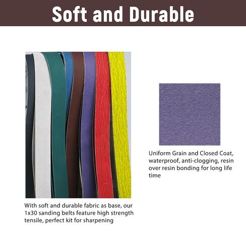 1 x 30 Inch Sanding Belts for Knife Sharpening, 80/120/180/240/400/600/1000/3000 Grits, for 1x30" Belt Sander, Metal Polishing, Woodworking, 16 Pack in Kuwait
