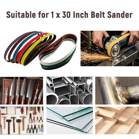 1 x 30 Inch Sanding Belts for Knife Sharpening, 80/120/180/240/400/600/1000/3000 Grits, for 1x30" Belt Sander, Metal Polishing, Woodworking, 16 Pack in Kuwait