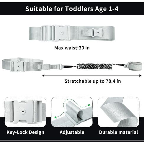 Toddler Anti Lost Leash Belt, Reflective Kids Walking Harness Wrist Link with Safety Lock, Child Wristband Tether for 1-5 Years Old Boys Girls Outdoor Travel Black in Kuwait