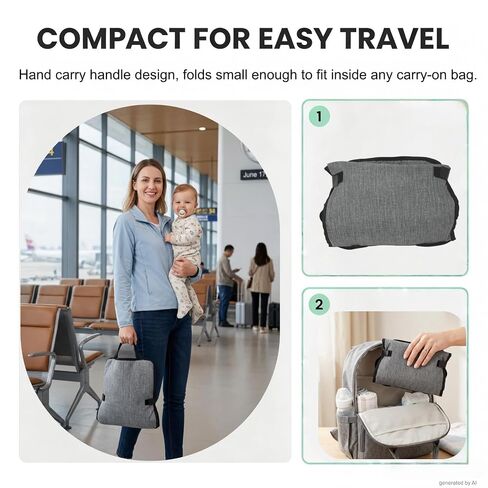 Portable Airplane Baby Seat, Infant and Toddler Travel Harness, Gray | Lap Child Safety Restraint for Flights Hands-Free Lap Comfort Secure 5-Point Safety System Airplane & Train Companion in Kuwait