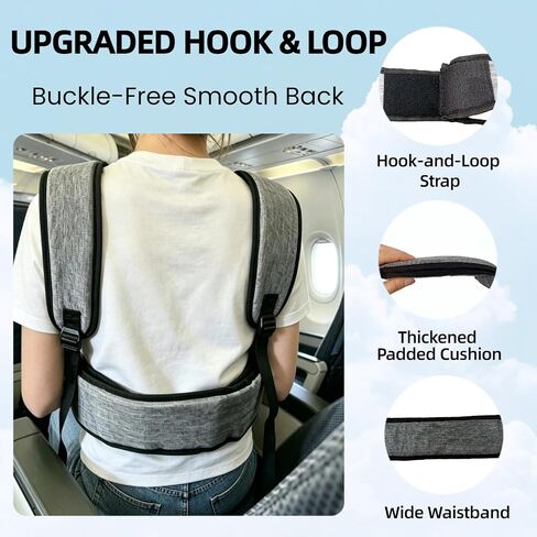 Portable Airplane Baby Seat, Infant and Toddler Travel Harness, Gray | Lap Child Safety Restraint for Flights Hands-Free Lap Comfort Secure 5-Point Safety System Airplane & Train Companion in Kuwait