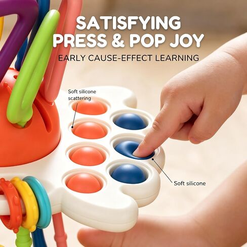 Baby Teething Toys 6-12 Months & Toddler Car Activities | Exceptional Silicone Pull String Sensory Toy, Montessori Toys for 1 Year Old Boy Girl Infant in Kuwait