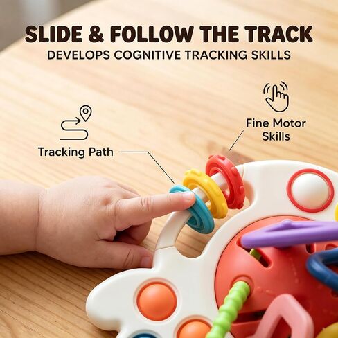 Baby Teething Toys 6-12 Months & Toddler Car Activities | Exceptional Silicone Pull String Sensory Toy, Montessori Toys for 1 Year Old Boy Girl Infant in Kuwait