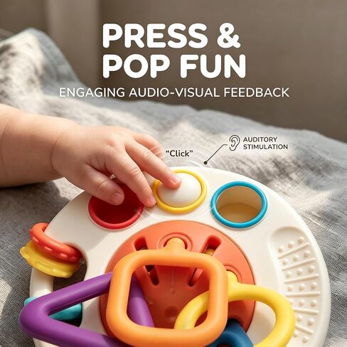 Baby Teething Toys 6-12 Months & Toddler Car Activities | Exceptional Silicone Pull String Sensory Toy, Montessori Toys for 1 Year Old Boy Girl Infant in Kuwait