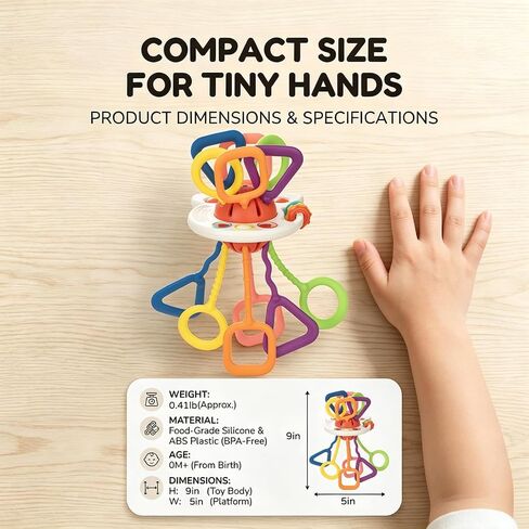 Baby Teething Toys 6-12 Months & Toddler Car Activities | Exceptional Silicone Pull String Sensory Toy, Montessori Toys for 1 Year Old Boy Girl Infant in Kuwait