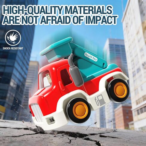 Toy Cars for Toddlers 1-3, Friction Powered, Light & Sound Toddler Car Toys with Mini Trucks (Excavator, Dumper, Fire), Early Educational Gift for Boys Girls (3 Pack) in Kuwait