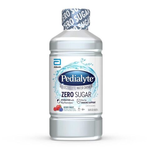 Pedialyte Electrolyte Water with Zero Sugar, Hydration with 3 Key Electrolytes & Zinc for Immune Support, Berry Frost, 1 Liter in Kuwait