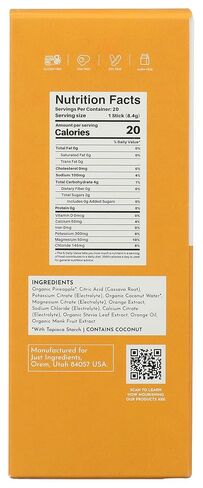 Just Ingredients Orange Pineapple Electrolyte 20ct, 0.29 OZ in Kuwait