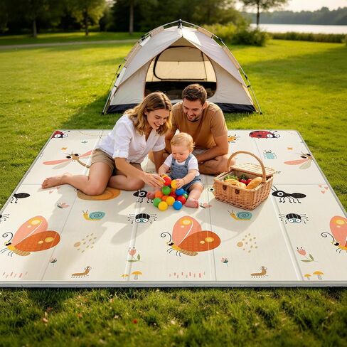 Foldable Baby Play Mat for Floor, 79x71 Extra Large Baby Play Mat for Crawling, Waterproof & Non-Toxic Foam Floor Mats, Portable Soft Foam Playmat for Babies 6-12 Months, Infants &Toddlers (Dragonfly) | Extra Large, Waterproof, Non-Toxic, Portable in Kuwait