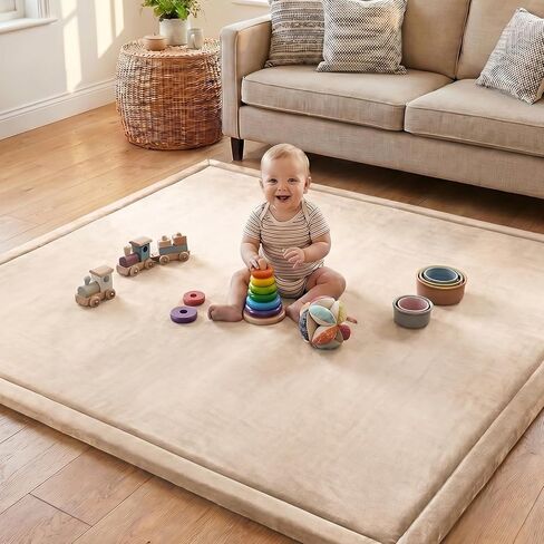 Ultra Soft Baby Play Mat for Floor, 1.3" Thick Memory Foam Tummy Time Mat, 50"x50" Non-Slip Playpen Mat, Baby Playroom Rug, Crawling Mat for Babies,Toddlers, Infants, Kids, Dark Grey in Kuwait