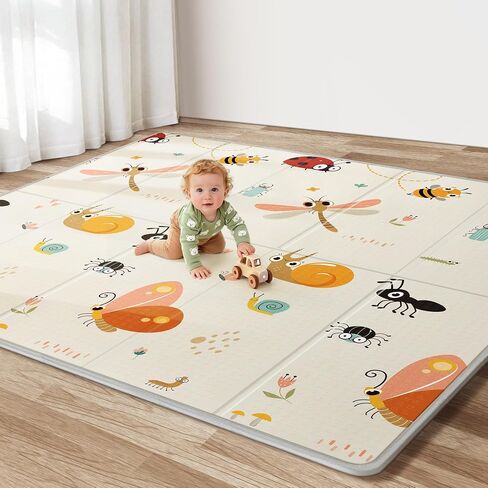 Foldable Baby Play Mat for Floor, 79x71 Extra Large Baby Play Mat for Crawling, Waterproof & Non-Toxic Foam Floor Mats, Portable Soft Foam Playmat for Babies 6-12 Months, Infants &Toddlers (Dragonfly) | Extra Large, Waterproof, Non-Toxic, Portable in Kuwait