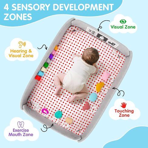 Baby Play Gym Mat Tummy Time Mat with 5 Detachable Items Baby Essentials | Babies Activity Center, Newborn Infant Boy Girl Gifts, Babies 0-3-6-9-12 Months, Newborn Essentials Must Haves in Kuwait