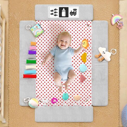 Baby Play Gym Mat Tummy Time Mat with 5 Detachable Items Baby Essentials | Babies Activity Center, Newborn Infant Boy Girl Gifts, Babies 0-3-6-9-12 Months, Newborn Essentials Must Haves in Kuwait