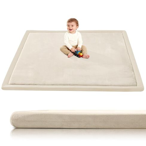 Baby Play Mat for Floor,1.3" Thick 50x50 Playpen Mat,Non-Slip,Grey | Tummy Time Foam Mats,Plush Soft Padded Playmate for Babies 6-12 Months Crawling,Nursery Rug for Toddler Kids Playroom in Kuwait
