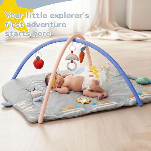 Baby Play Gym Tummy Time Mat, Oversize Elephant Activity Mat with 6 Detachable Toys, Promote Motor Skills & Sensory Development Mat, Newborn Infant Baby Essentials Gift in Kuwait
