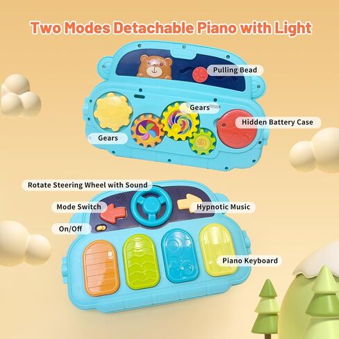 Baby Gym Play Mat & Baby Walker, Baby Activity Center with Music and Light, Tummy Time Mat, Push Toys for Toddler, Detachable Play Piano and Rattles for Newborn Babies Infants Boys Girls in Kuwait