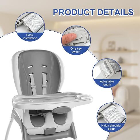 Adjustable High Chair Straps Replacement Compatible with Ingenuity for Most for Most 5 Point High Chairsram/Buggy/Kid Pushchair,Secure Buckle,Washable in Kuwait