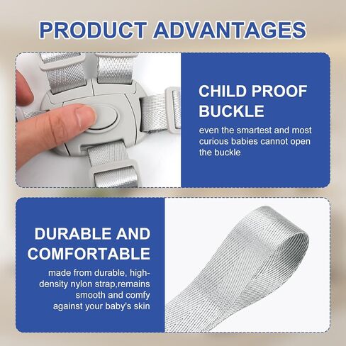 Adjustable High Chair Straps Replacement Compatible with Ingenuity for Most for Most 5 Point High Chairsram/Buggy/Kid Pushchair,Secure Buckle,Washable in Kuwait